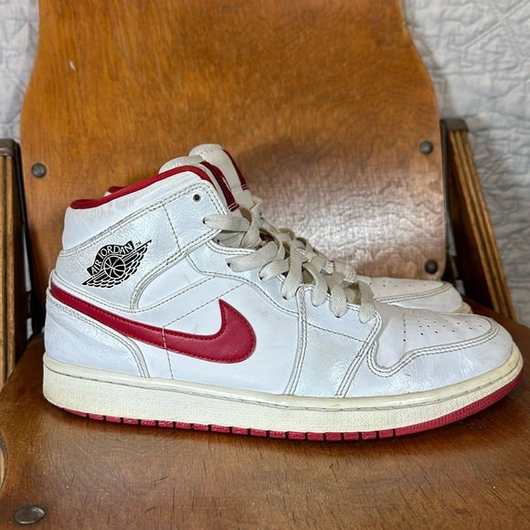 Nike Other - Nike Air Jordan 1 Mid White Gym Red 2014 Basketball Sneakers Shoes Mens Sz 10